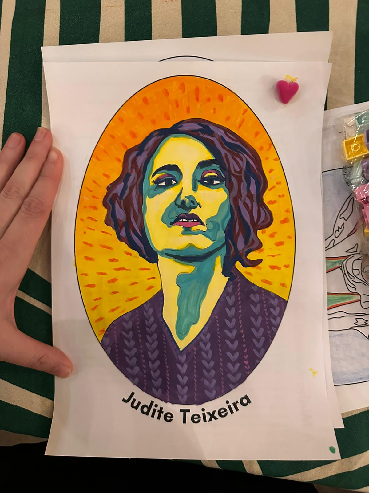 Hand-coloured portrait of Portuguese poet Judite Teixeira